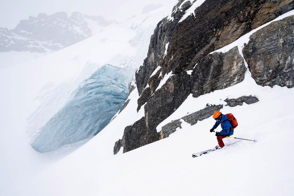 Baker Glacier, BC, Canada. Skiing above Mistaya Lodge in British Columbia offers glacier skiing at its finest.