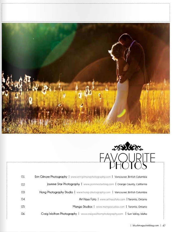 Blush Wedding Magazine, photograph by Craig Wolfrom