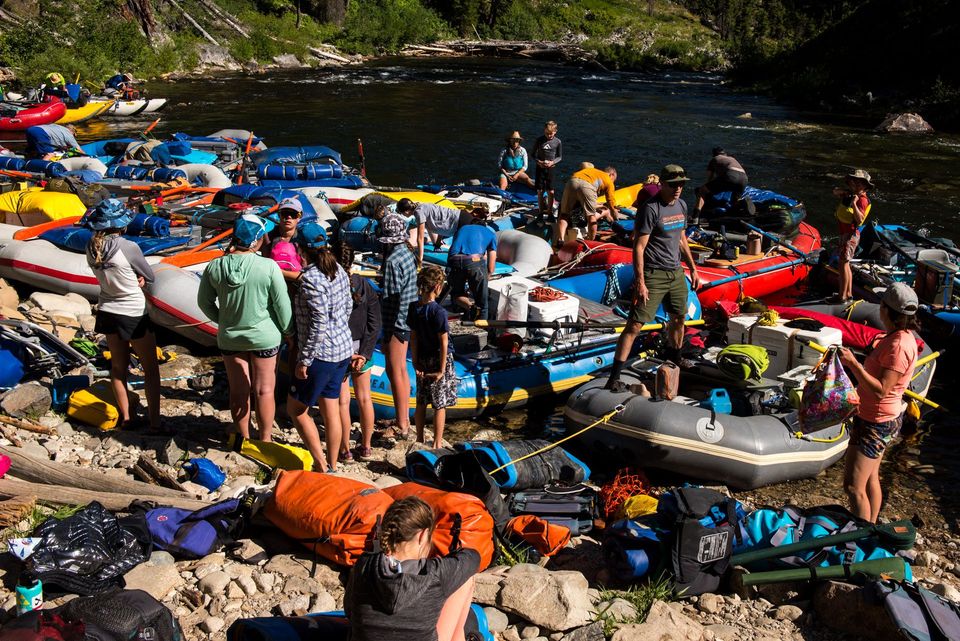 Boundary Creek Launch. Even with a permit lottery, the Boundary Creek launch on the upper Middle Fork is a hectic scene in summer.