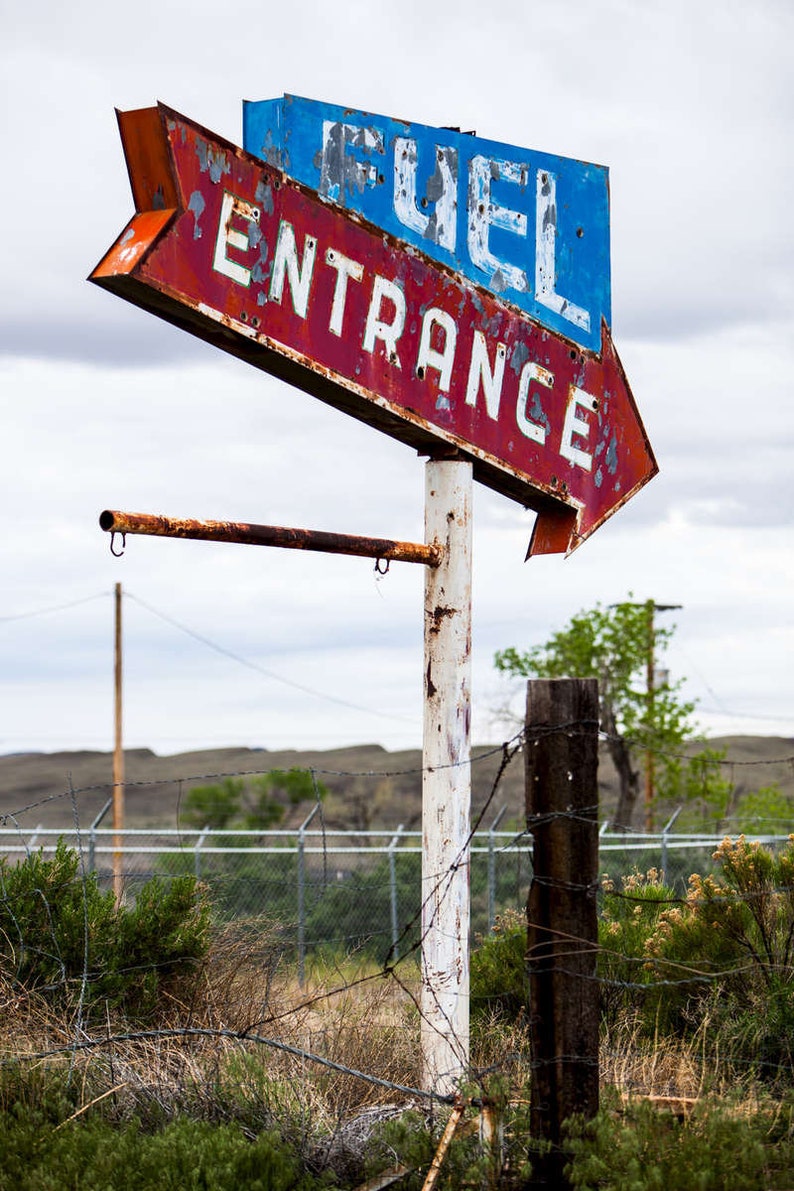 Fuel Entrance. An abandoned gas sign in Utah.