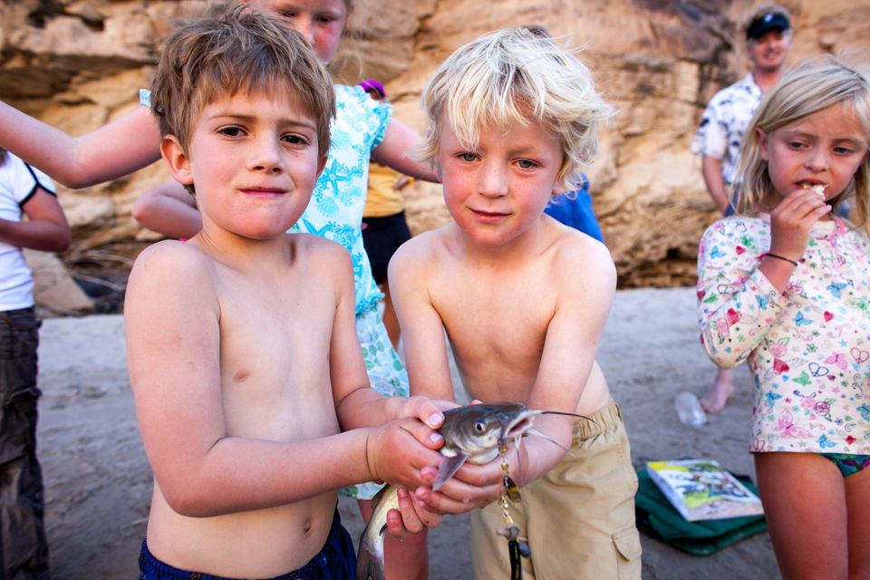 Get 'em Hooked. "Kids, grab some rope and stinky cheese, and let's see if we can handline a fish with these hooks I just found!"