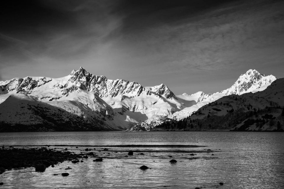 Harris Bay, Alaska. Sunset over Harris Bay in Alaska's Kenai Fjords National Park.