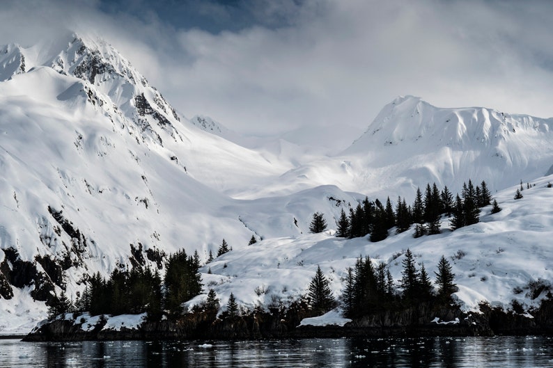 High Mountain Peaks, Aialik Bay, Alaska. High peaks above Aialik Bay, Kenai Fjords National Park.