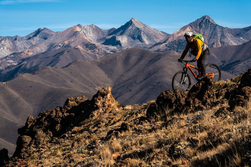 Ridge Riding, Pioneer Mountains. A fall ridge ride with the Pioneers in the distance.