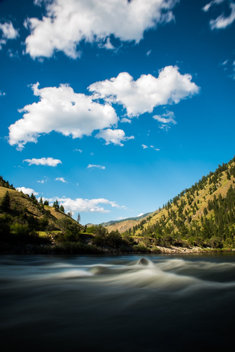 Salmon River Motion Blur, Idaho. Rocks on a misty Salmon River.