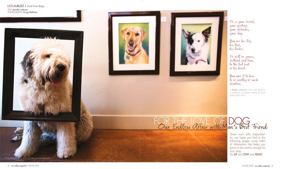 Sun Valley Magazine: dogs, photograph by Craig Wolfrom